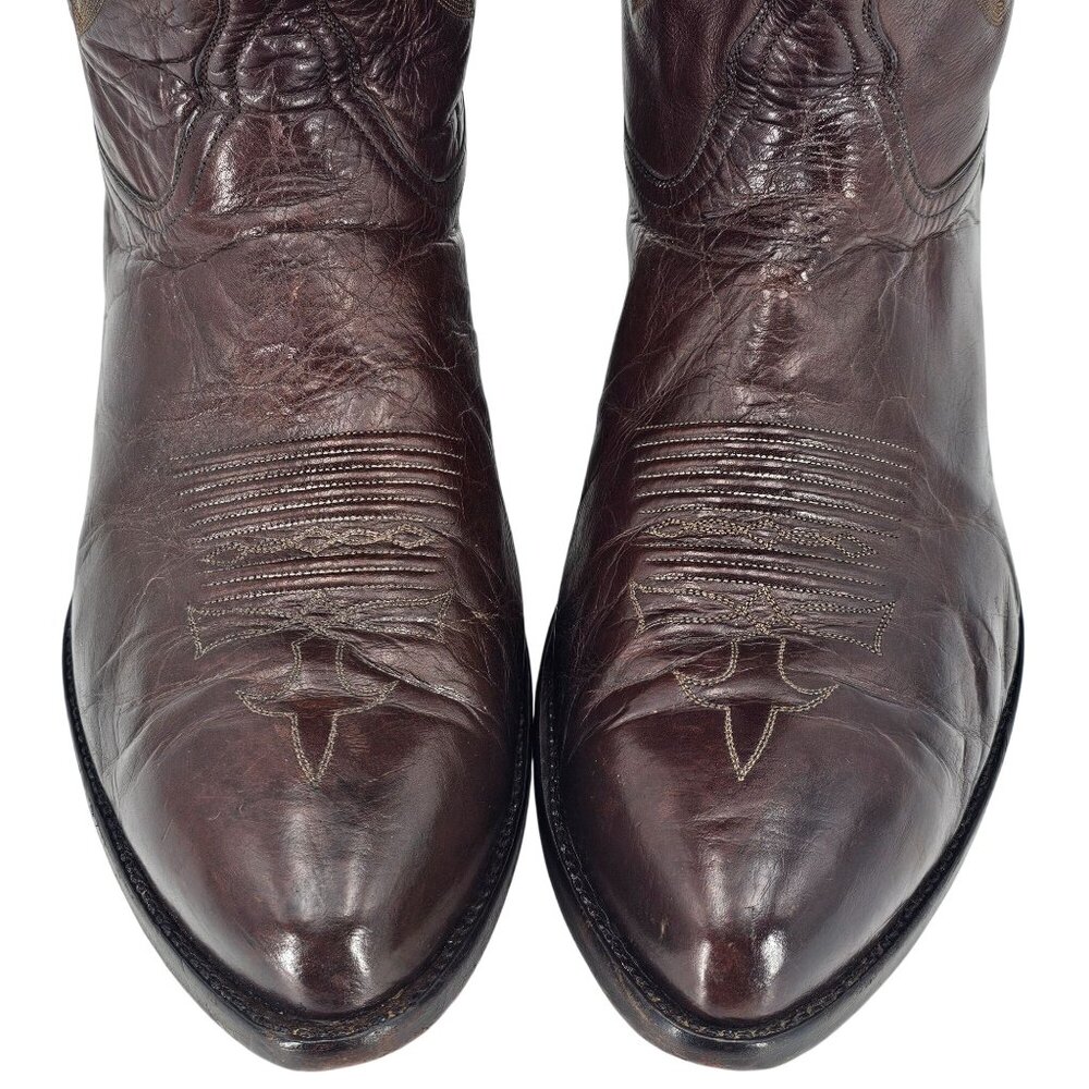 Tres Outlaws Falconhead Mens sz 15 Dark Brown Leather Custom Cowboy Western Boot - Picture 14 of 16